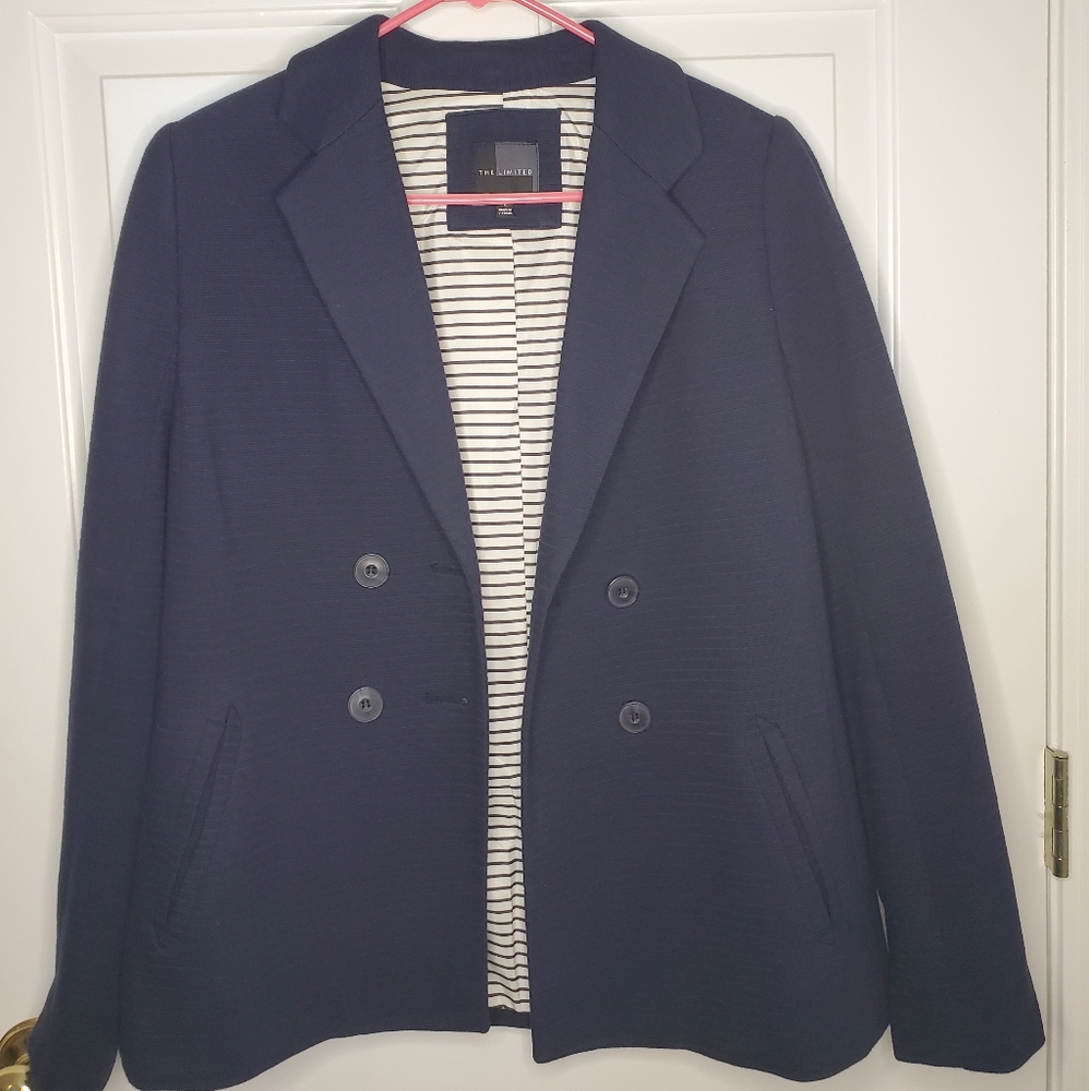 The Limited Navy Double Breasted Blazer Jacket